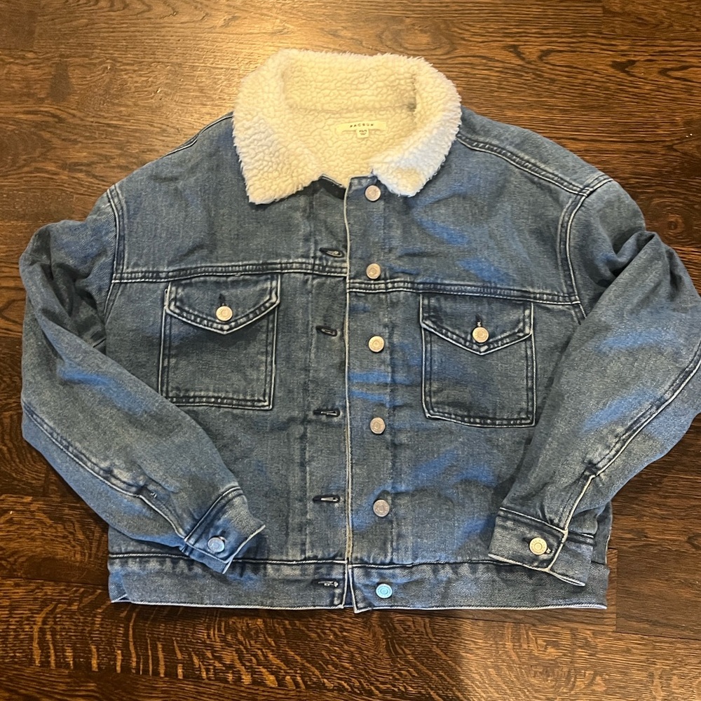 PacSun Blue Denim Jacket with White Sherpa Lining